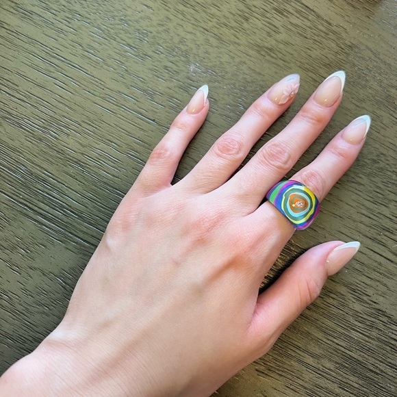 Vintage Lucite Plastic Acrylic Psychedelic Ring - Picture 5 of 6
